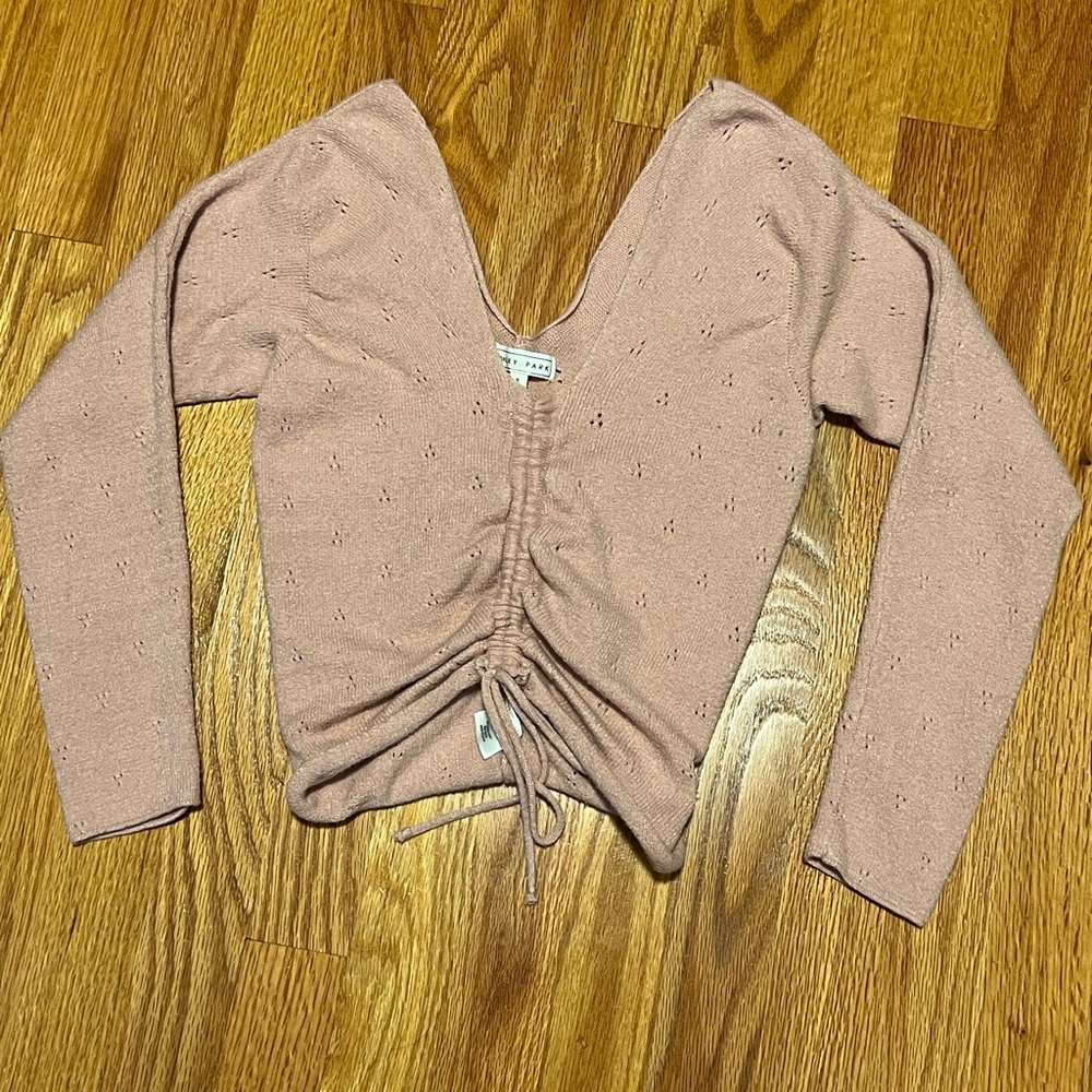Emory Park Blush Pink Ruched Sweater Top Small
